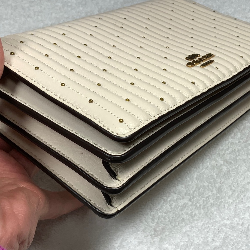 Coach Callie Foldover Clutch With Quilting And Rivets 76543 - Picture 10 of 14
